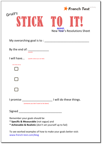 A template for goal setting and sticking to new year's resolutions