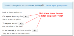 you can click icons to hear our french grammar examples spoken aloud