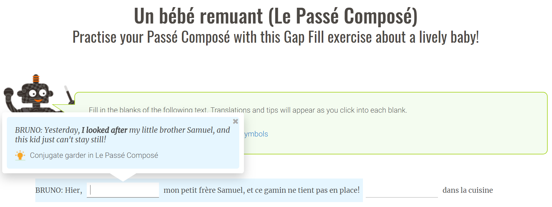 French gapfill exercise