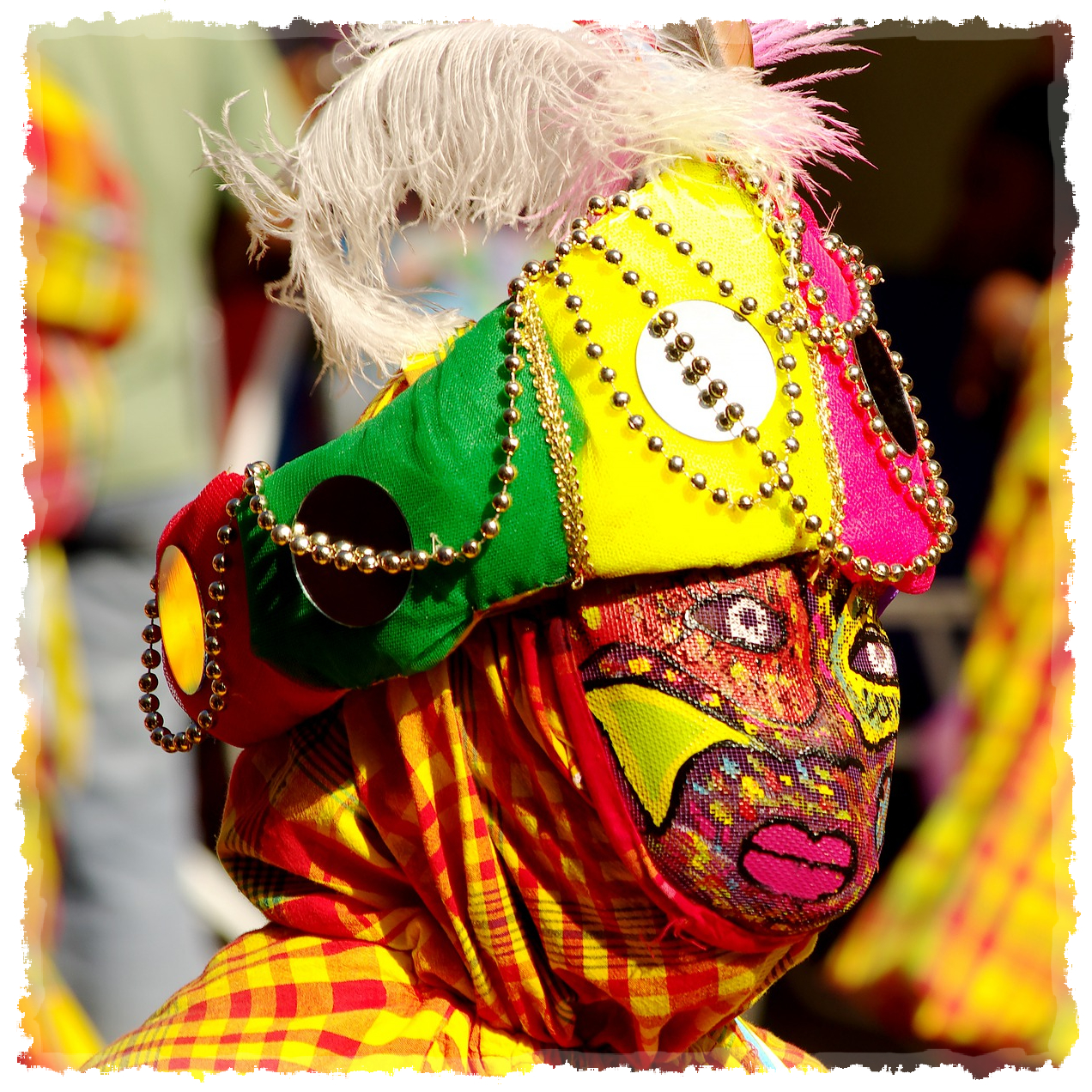 a masked Carnival goer