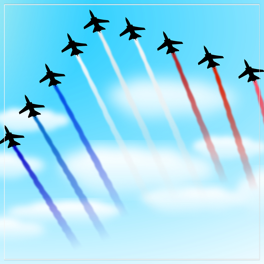 fighter jets with French flag smoke