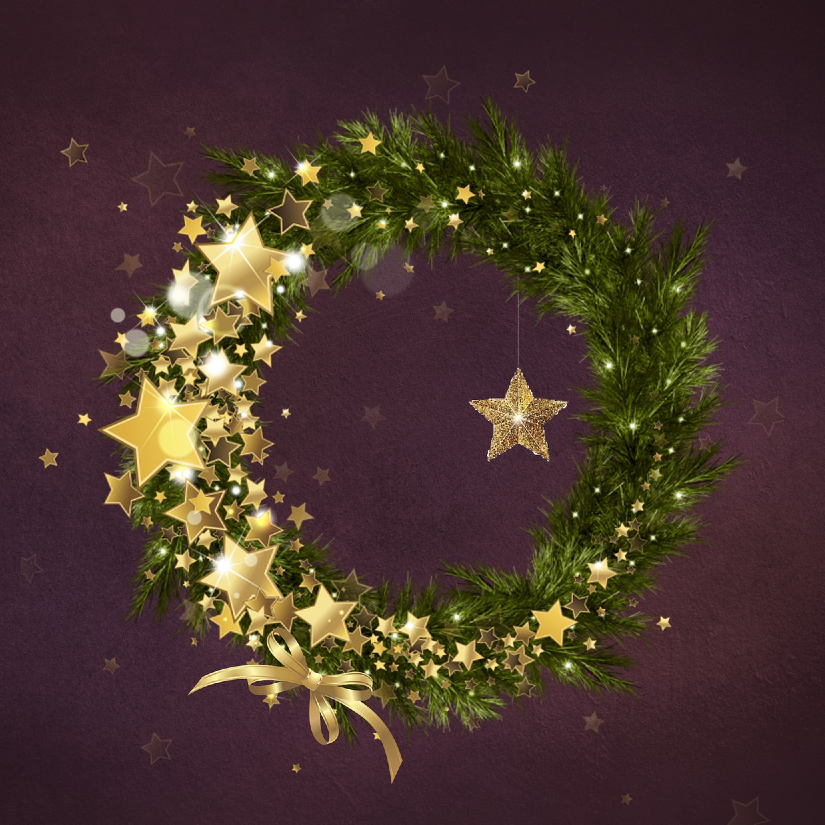 wreath with gold stars