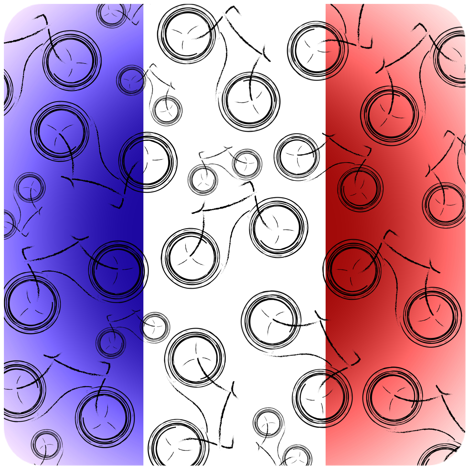 bikes on french flag