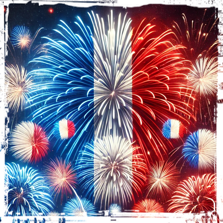 blue white and red fireworks