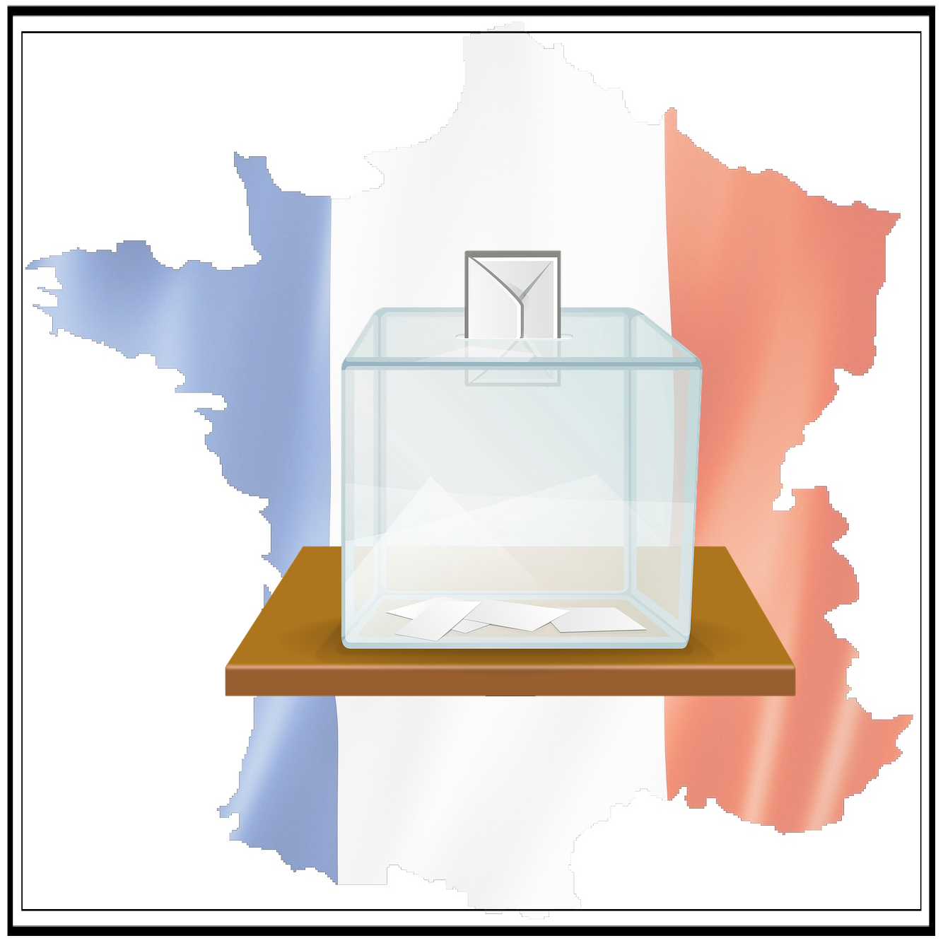 french map and a voting urn