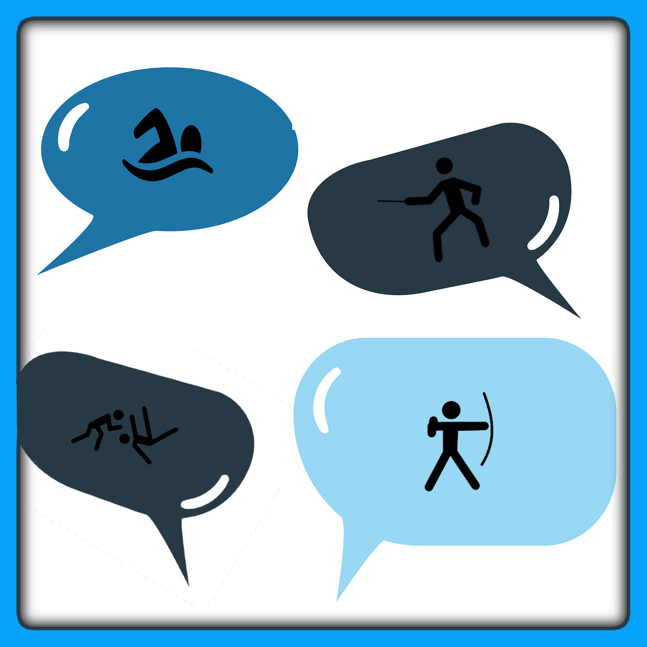 speech bubbles and sport icons