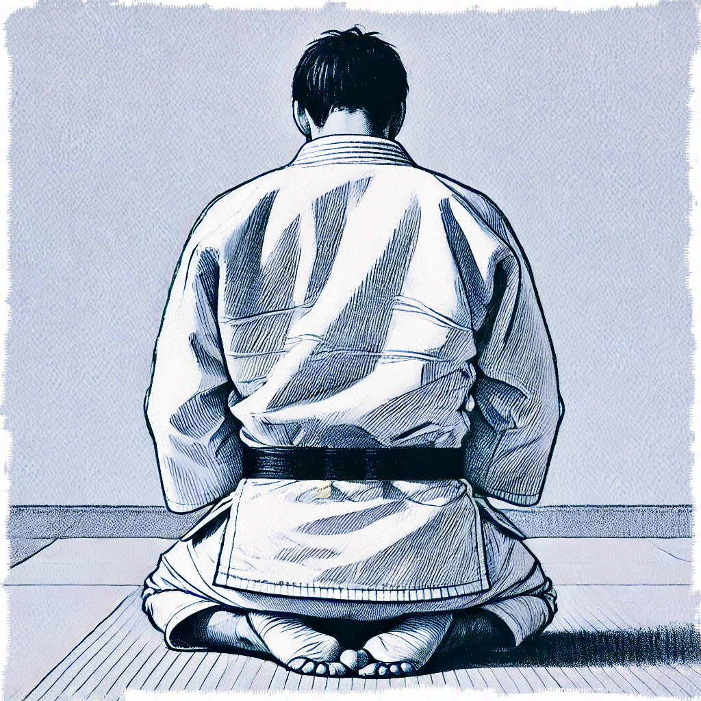 judoka kneeling on a tatami