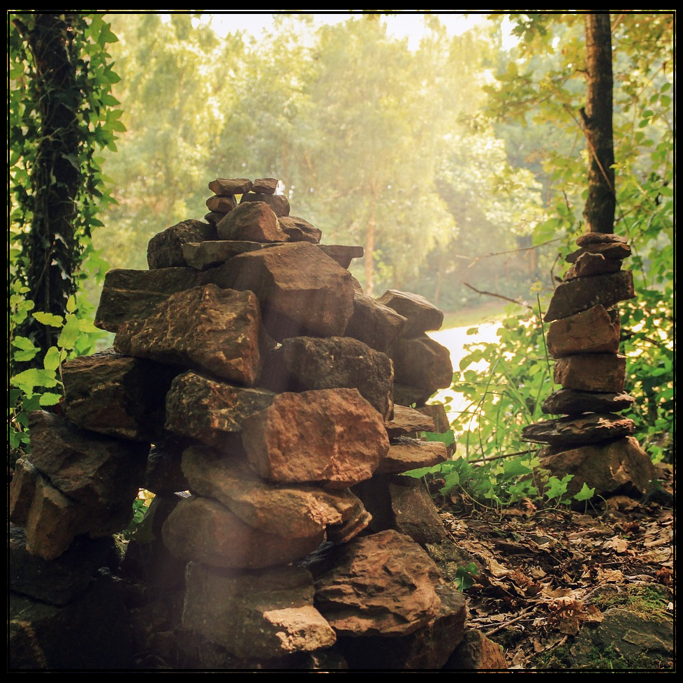 a rock pile in Broceliande forest