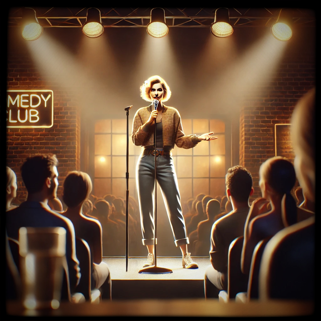 woman on stand-up stage