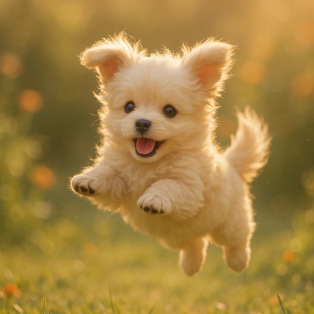 cute little dog jumping in the air