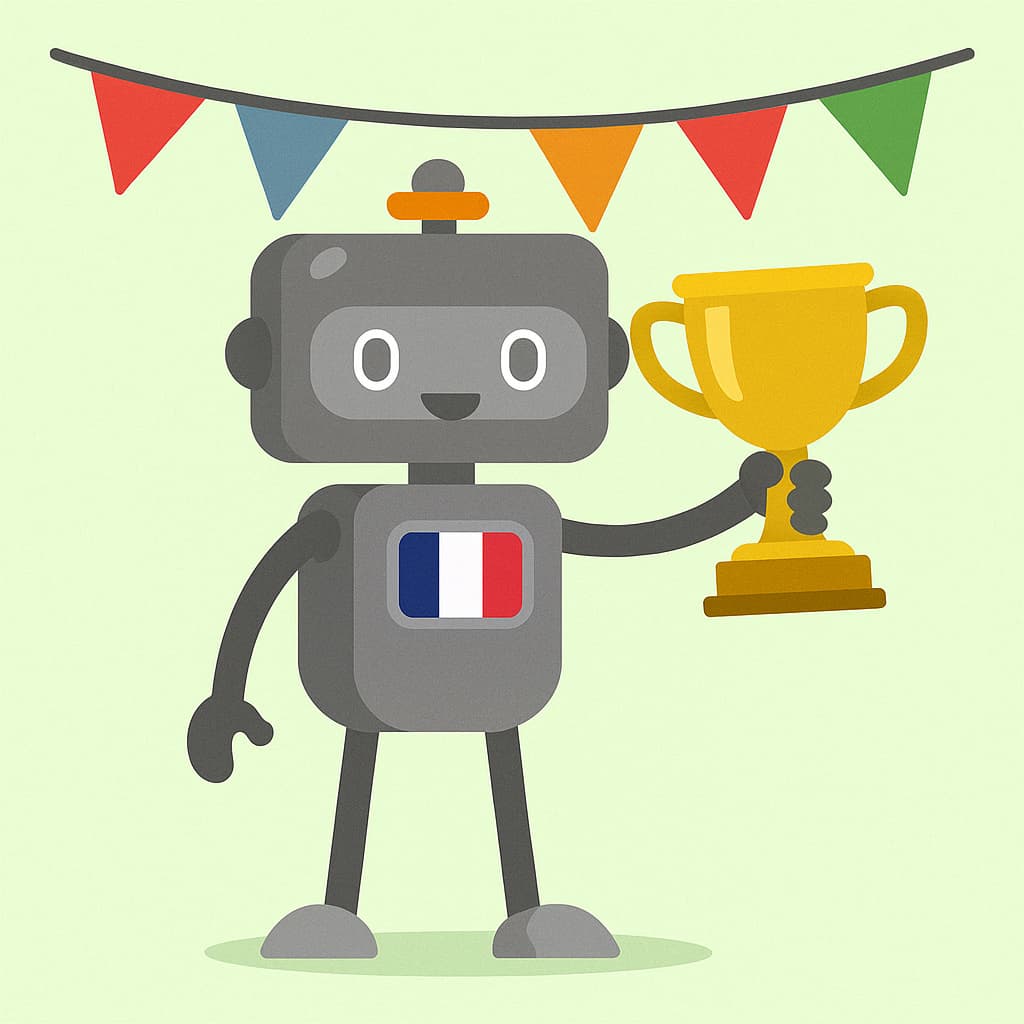 kwizbot holding a trophy