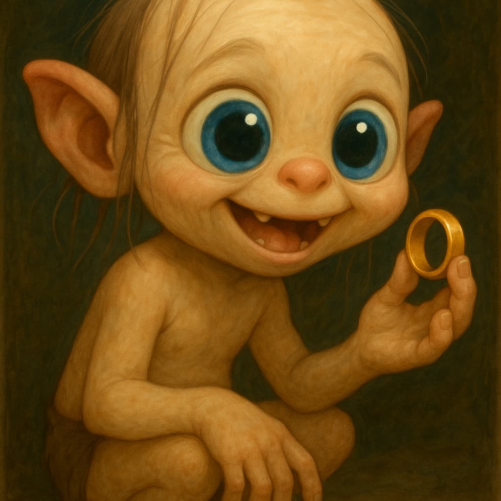 cute baby Gollum and his ring