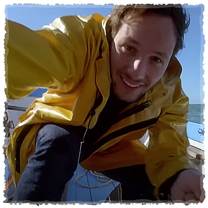 Vianney on a boat