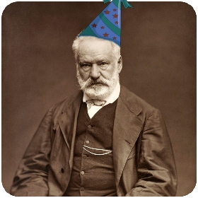 Victor Hugo with a party hat
