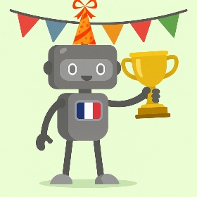 leaderboard kwizbot with a festive hat with trophy