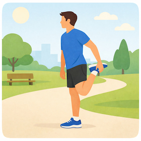 man in sport attire stretching his leg in a park