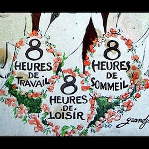 poster for Labour Day in France about 8-hour work days