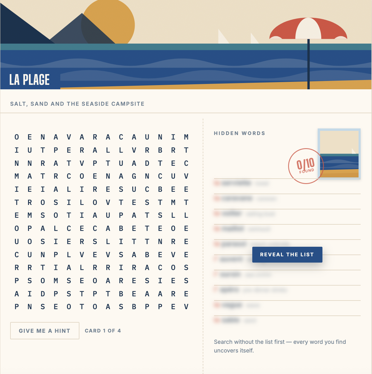 Word Search minigame
