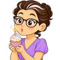 aurelie avatar blowing a candle on a cupcake