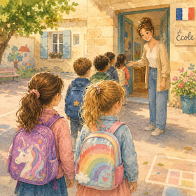 two little girls going to school