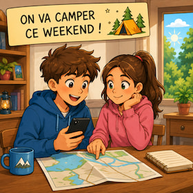 two friends looking at a map